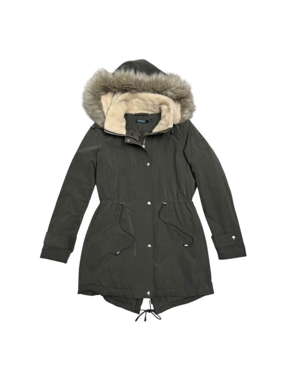 LAUREN RALPH LAUREN Faux Fur Long Winter Parka Jacket Coat Womens Small